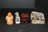 Group Glass and Slag Animal Figurines