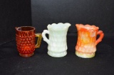 Mini Slag Pitchers by Kanawha and Mini Fenton Hobnail Pitcher/Toothpick