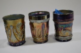 3 Assorted Carnival Tumblers: 1 Marked 