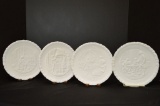 4 White Custard Bicentennial Plates by Fenton