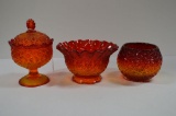 Amberina Daisy and Button Covered Compote 6