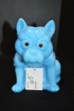 Blue Boston Terrier Figurine w/ Glass Eyes 6 1/2 x 6