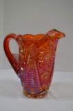 Orange Carnival Starburst and Fern Pattern Pitcher 8