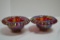 Pair of Small Fenton Carnival Crimped Edge Bowls