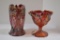 1 Carnival Dish Leaf Pattern by Imperial, 1 Starburst Pattern Vase