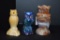 1 Carnival Owl Paperweight Fenton Favrene Glass 538/1500, 1 Slag Owl Canist