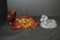 Large Amberina Horse Figurines and 1 Small Clear Horse