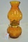 Amber Colored Thumbprint and Star Design Oil Lamp w/ Thumbprint Chimney