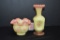 Burmese Hand painted and Signed Ruffled Edge Vases