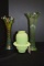 1 Green Depression Stretched Ribbed Vase 12