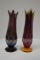 2 Carnival Stretch Vases by Indian Glass Co. 9 1/2