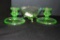 Clear Green Depression Glass, Pair Candle Holders and Footed Dish