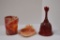 1 Orange Slag Bicentennial Mug, 1 Red Bicentennial Bell by Fenton, 1 Orange