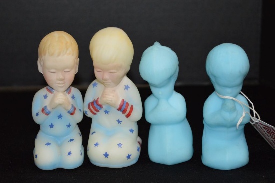 2 Pair Praying Boy and Girl Fenton: 1 Pair Hand painted and Signed