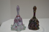 Hand painted Crimped Edge Bells, Fenton Carnival Lily Flower Bell