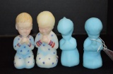 2 Pair Praying Boy and Girl Fenton: 1 Pair Hand painted and Signed
