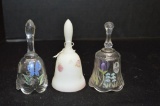 3 Small Glass Bells Hand painted and Signed: 2 Are Fenton