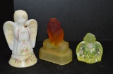 2 Fenton Hand painted Angels: 1 Signed and Numbered, 1 Praying Hands