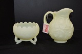 Custard Pitcher and Daisy 3 Footed Bowl Fenton