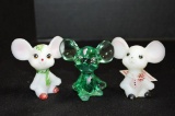 3 Fenton/Lenox Hand painted and Signed Mice Figurines