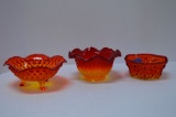 3 Assorted Amberina Daisy and Button Bowls
