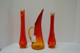 Amberina Vases and Pitcher 13