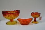 Assorted Amberina Stemmed Compotes and Relish Dish