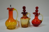 3 Assorted Cruets w/ Stoppers