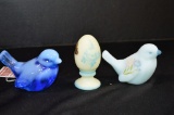 2 Hand painted and Signed Bird and Egg Fenton