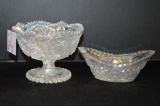 Clear Iridescent Starburst Compote 6 1/2