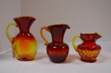 Assorted Size Amberina Pitchers: 6