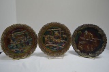 3 Carnival Fenton Plates: Glass Blower, Woodwork, Smith