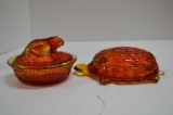 Amberina Turtle and Frog Dishes/Trinkets - Boyd