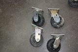 New  - Set of 4 - Swival Albino Rubber Wheel Cart Wheels