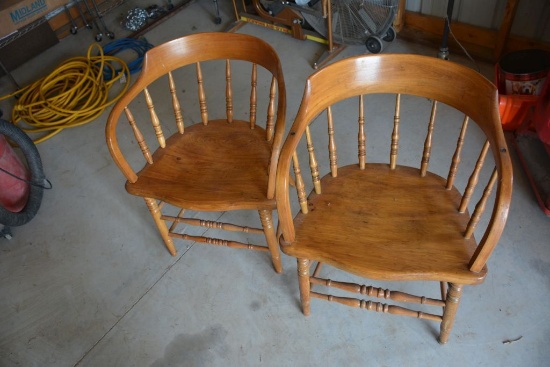 2 - Vintage, Spindal & Bent Wood Back Saloon Chairs (2 x bid)