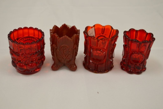 Group of 4 Red Glass Toothpicks