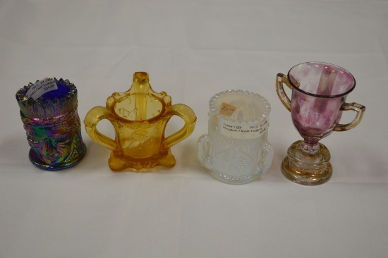 Group of 4 Various Toothpicks: Purple Trophy, Moonstone Swan, 3 Handle Flor