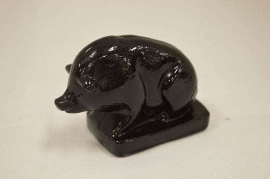 Amethyst Glass Pig Figurine