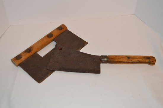 Old Wood Handled Butcher Knife and Kraut Cutter