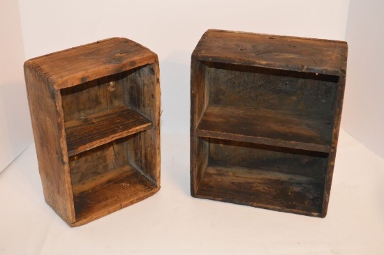 Pair of Old Wood Boxes w/ Single Divider