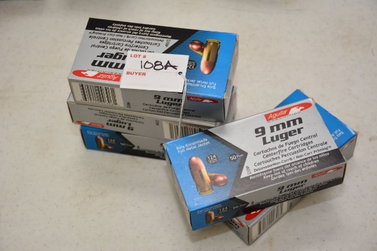 Aguila Ammo, 9mm Luger, 124 grn, 5 boxes of 50 (5 x Bid)