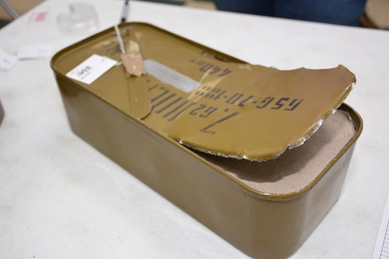 Metal (Sardine Type) Can w/ 7.62 mm Ammo - Partially Opened