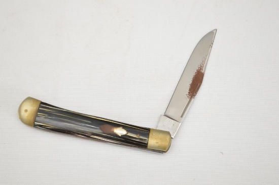 Solingen Germany Single Blade Pocket Knife w/ Black Striped Composite Handm