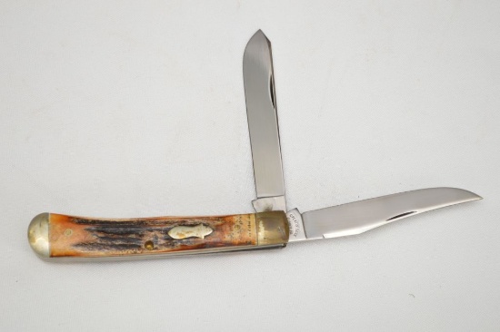 C Platts Sons Eldred, PA, 1997 Double Blade Pocket Knife w/ Man Made Bone H