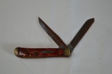 WR Case and Sons, Bradford PA Tested XX 72007 1/2 Knife w/  Red Marble Swir