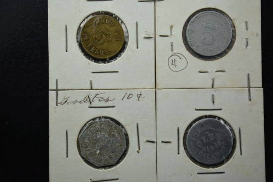 Group of 4 - 5 Cent "Good for Tokens"