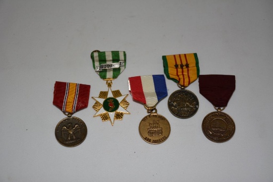 Group of 5 Military Ribbons and Medallions