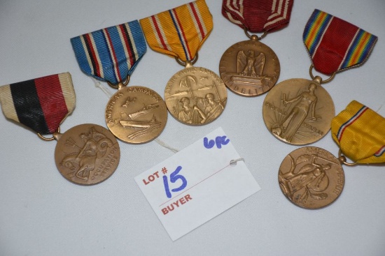 Group of 6 Military Ribbons and Medallions