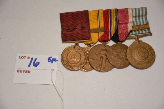 Group of 5 Military Ribbons and Medallions