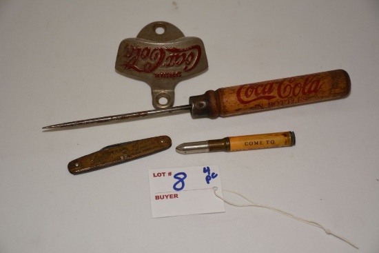 Coca Cola Ice Pick and Bottle Opener, 1931 Milwaukee Retail Grocers Bullet